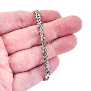 As is, broken: Vintage Italy Sterling Silver 925 Tri-Color Link Bracelet 7.25"